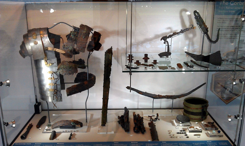 Original and reconstructed lorica segmentata from the Corbridge Hoard, Corbridge museum