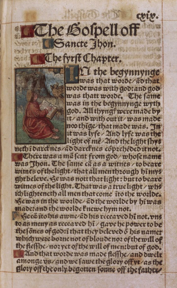 Tyndale’s New Testament (Peter Schöffer, 1526), the first page of John. British Library