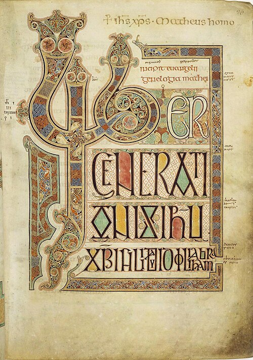 Lindisfarne Gospels, fol. 27r, the opening of Matthew, “Liber generationis,” early 8th century. British Library, Cotton MS Nero D.IV
