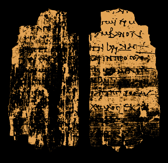 Papyrus 91 (P. Mil. Vogl. inv. 1224 + Macquarie inv. 360), mid-3rd century: Acts 2:30–37 and 2:46–3:2 in Greek. University of Milan, via Wikimedia Commons