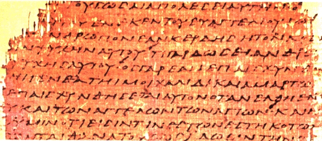 Papyrus 45 (P. Chester Beatty I), early 3rd century: a fragment of Mark 8:35–9:1 in Greek. Chester Beatty Library, Dublin, via Wikimedia Commons