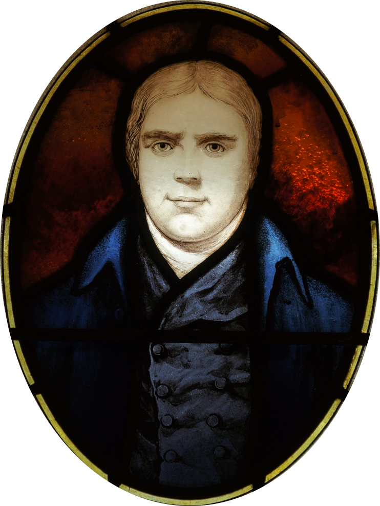 Andrew Fuller, stained-glass portrait at Fuller Baptist Church, Kettering